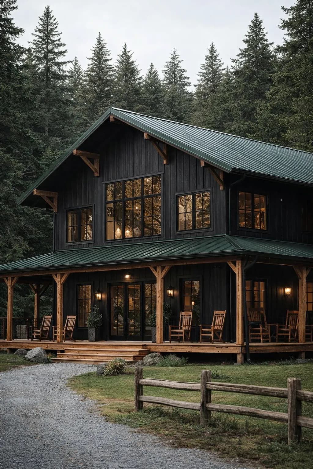 Completed barndominium home with metal siding and stone accents in King County Washington