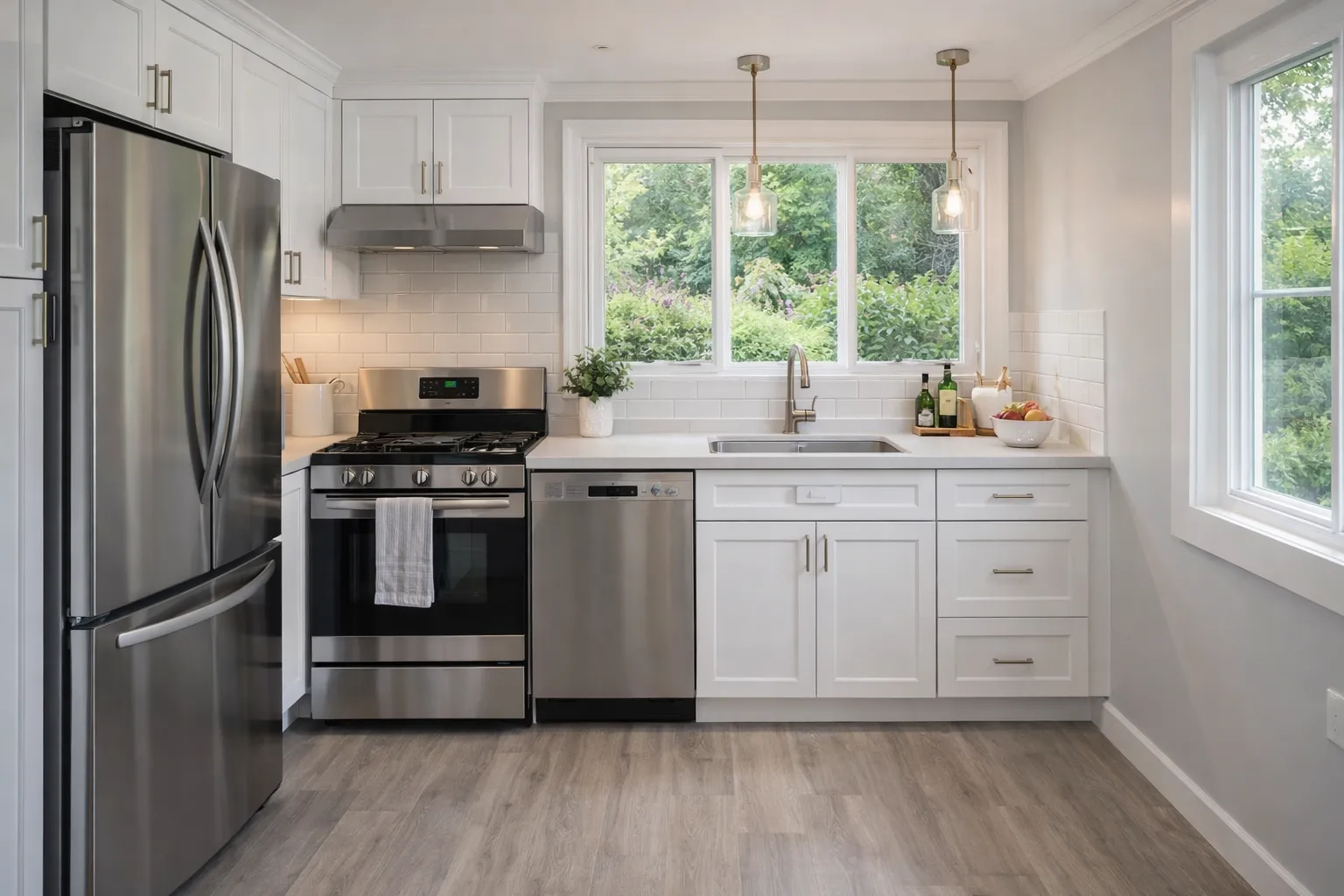 Full kitchen inside a backyard apartment with premium finishes and natural light