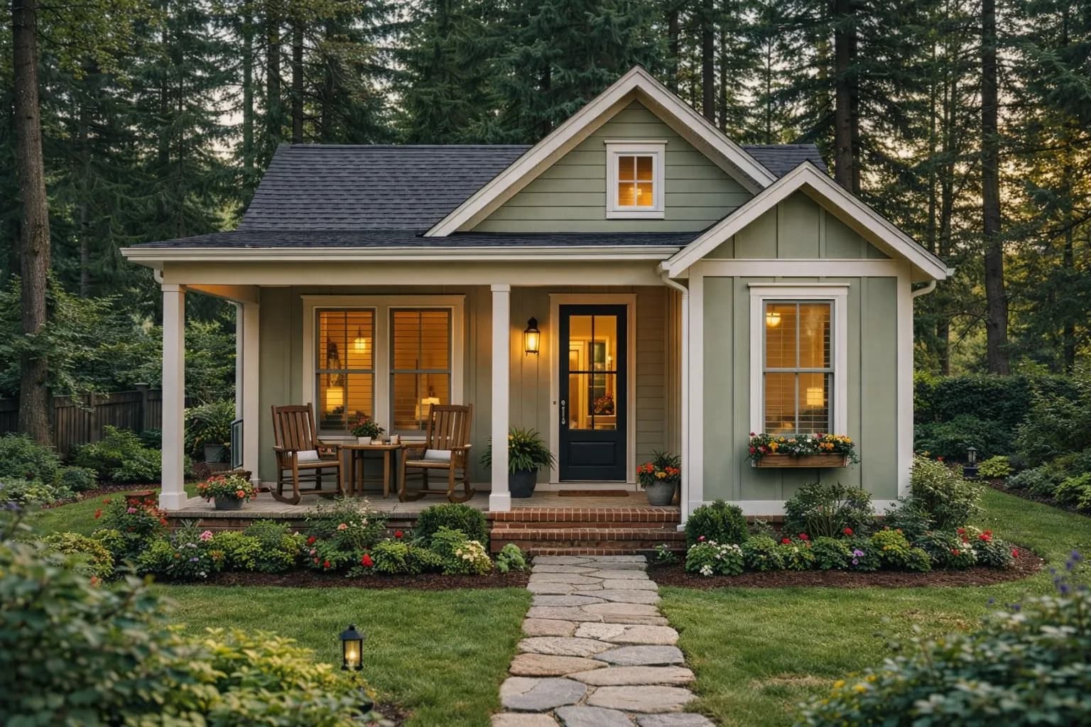 Cozy granny flat with covered porch in a backyard in Bellevue Washington