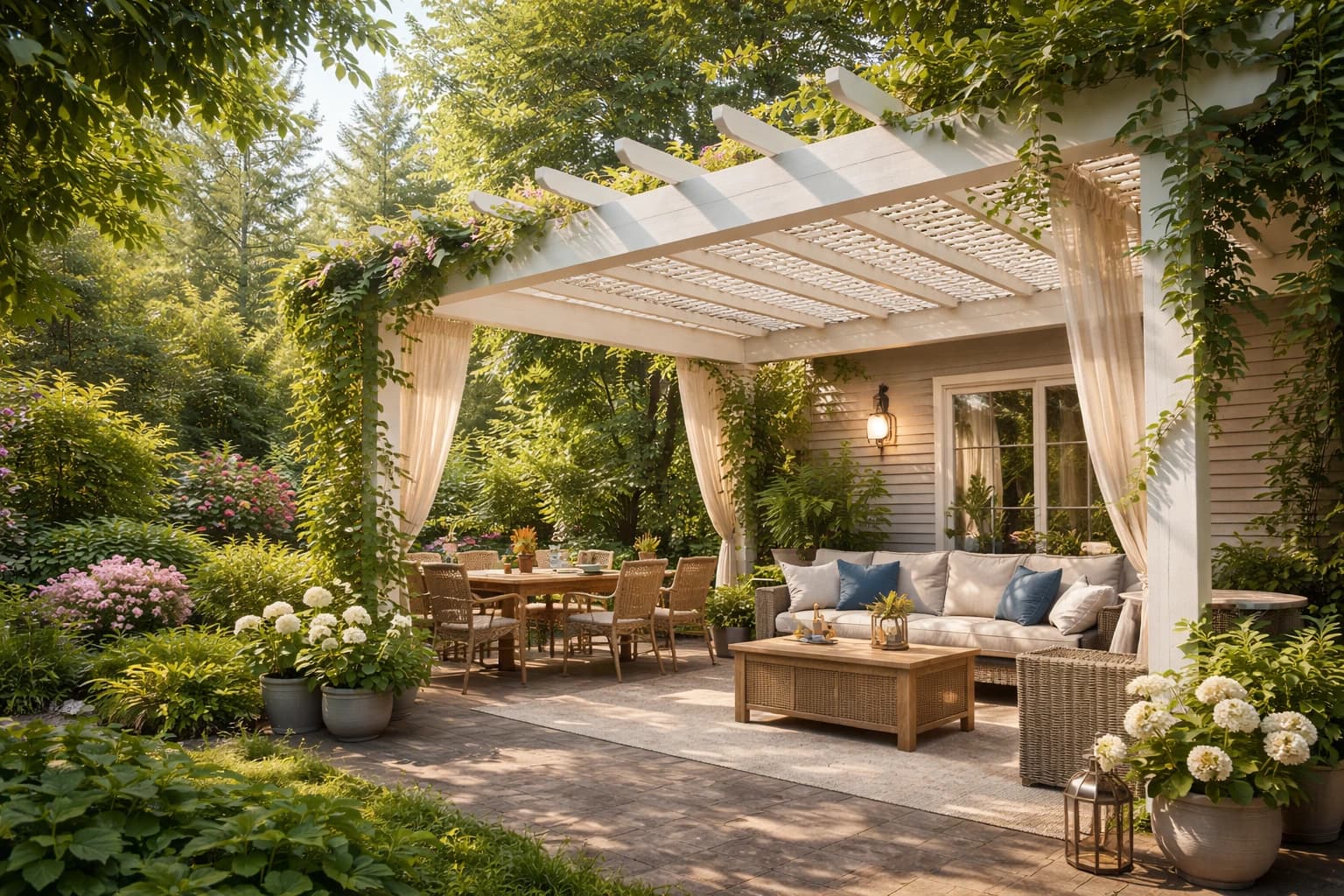 Custom pergola with lattice cover in Kirkland WA